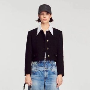 Sandro cropped bouclé wool jacket